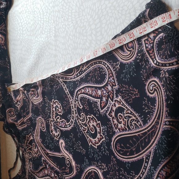 Black Paisley Print Cold Arm Tunic Dress Size XS - Picture 11 of 15